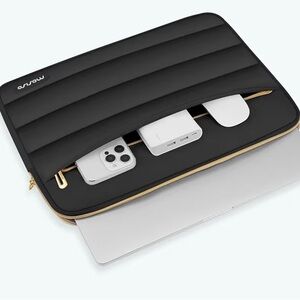 Black Puffy Tablet Laptop Sleeve Set 13.3”